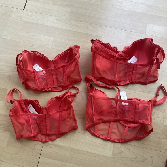 NWT La Senza Corset lace Bustier Sexy Padded Lined Bra Cayenne Red All Sz S-XL+ - Picture 13 of 16